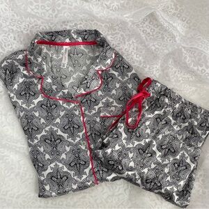 Gilligan & O’Malley Girlie blk/wht satin pajama set w/pink piping Sz XXL
